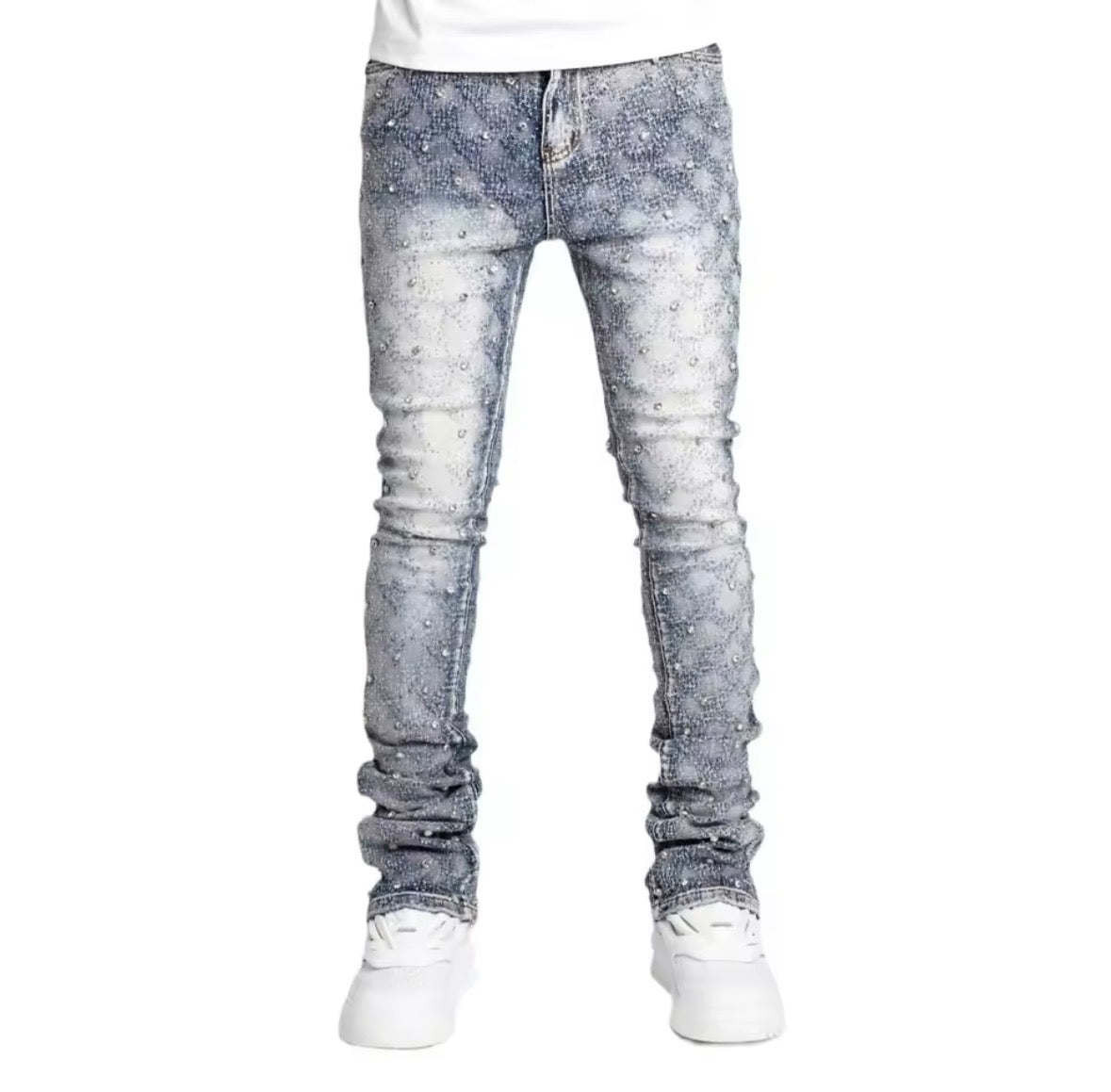 Men’s Pearl & Rhinestone Skinny Jeans