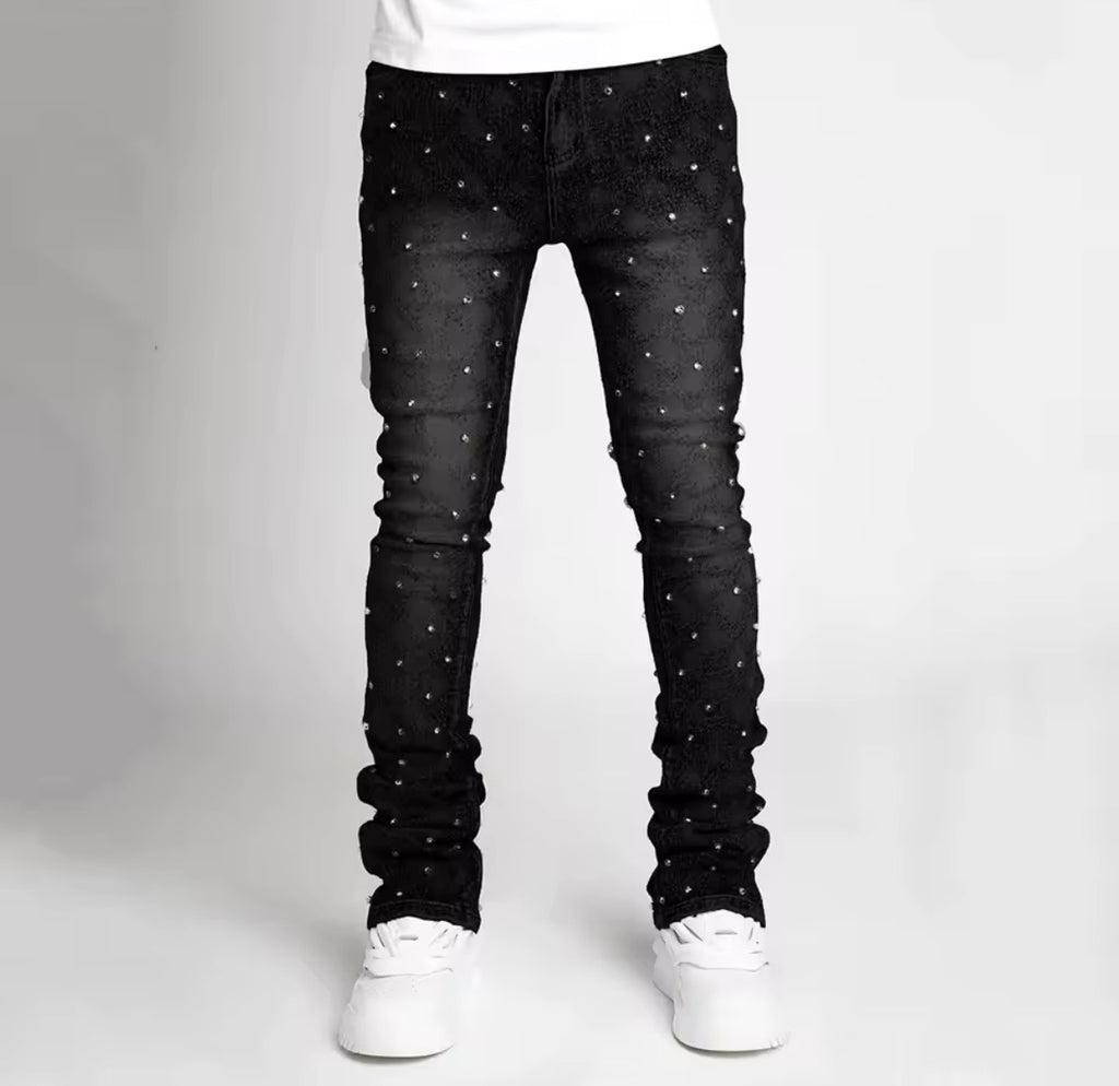 Men’s Pearl & Rhinestone Skinny Jeans