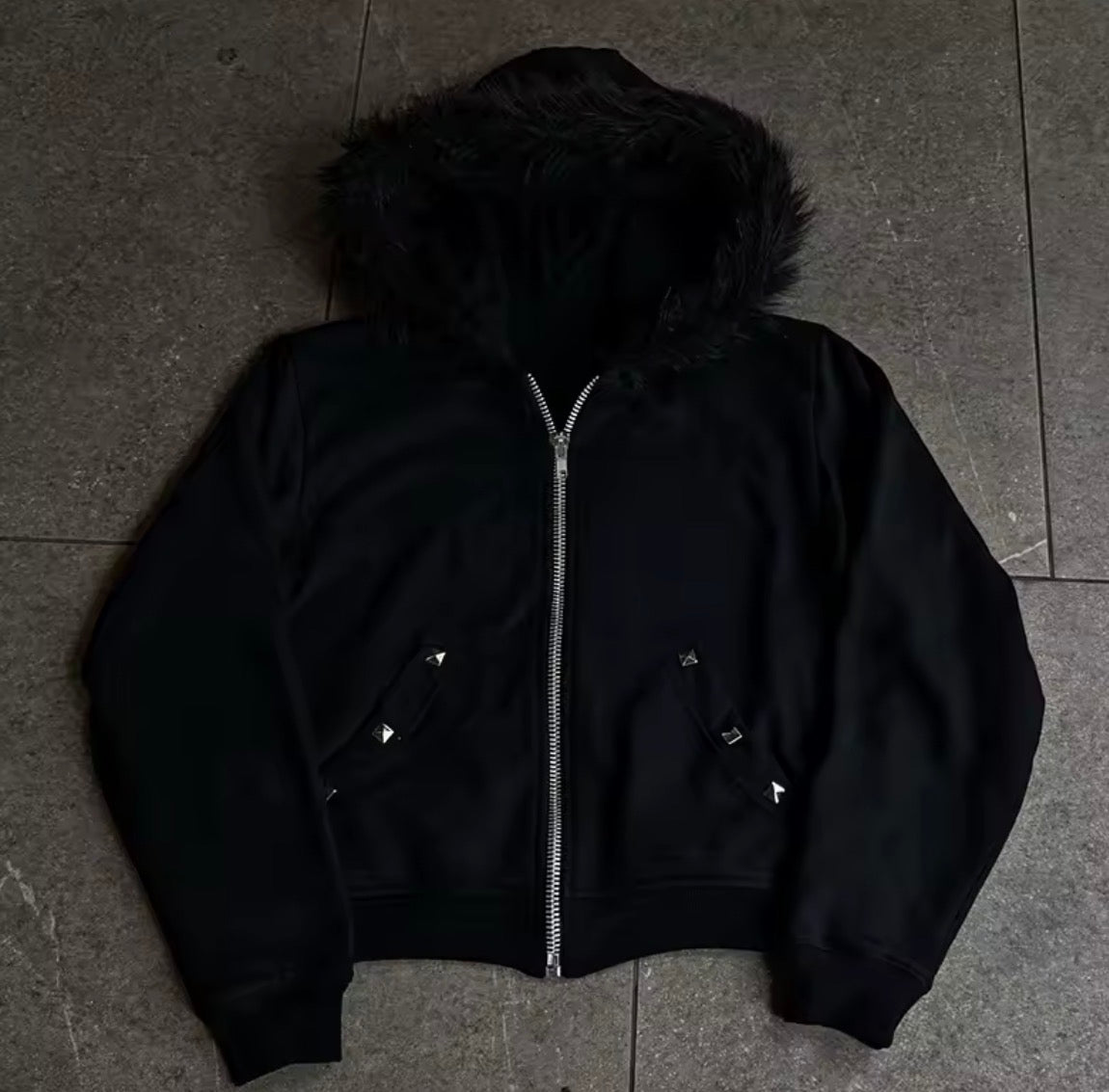 Black Y2K Unisex Fur Laced Hoodie