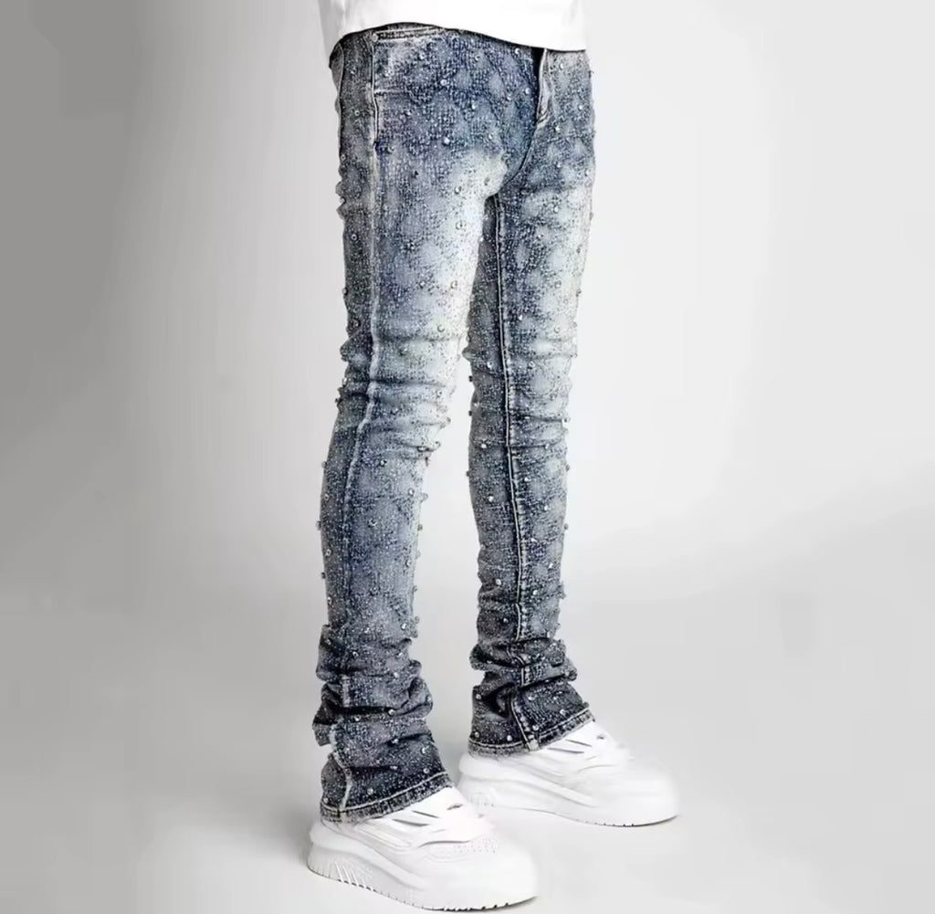 Men’s Pearl & Rhinestone Skinny Jeans