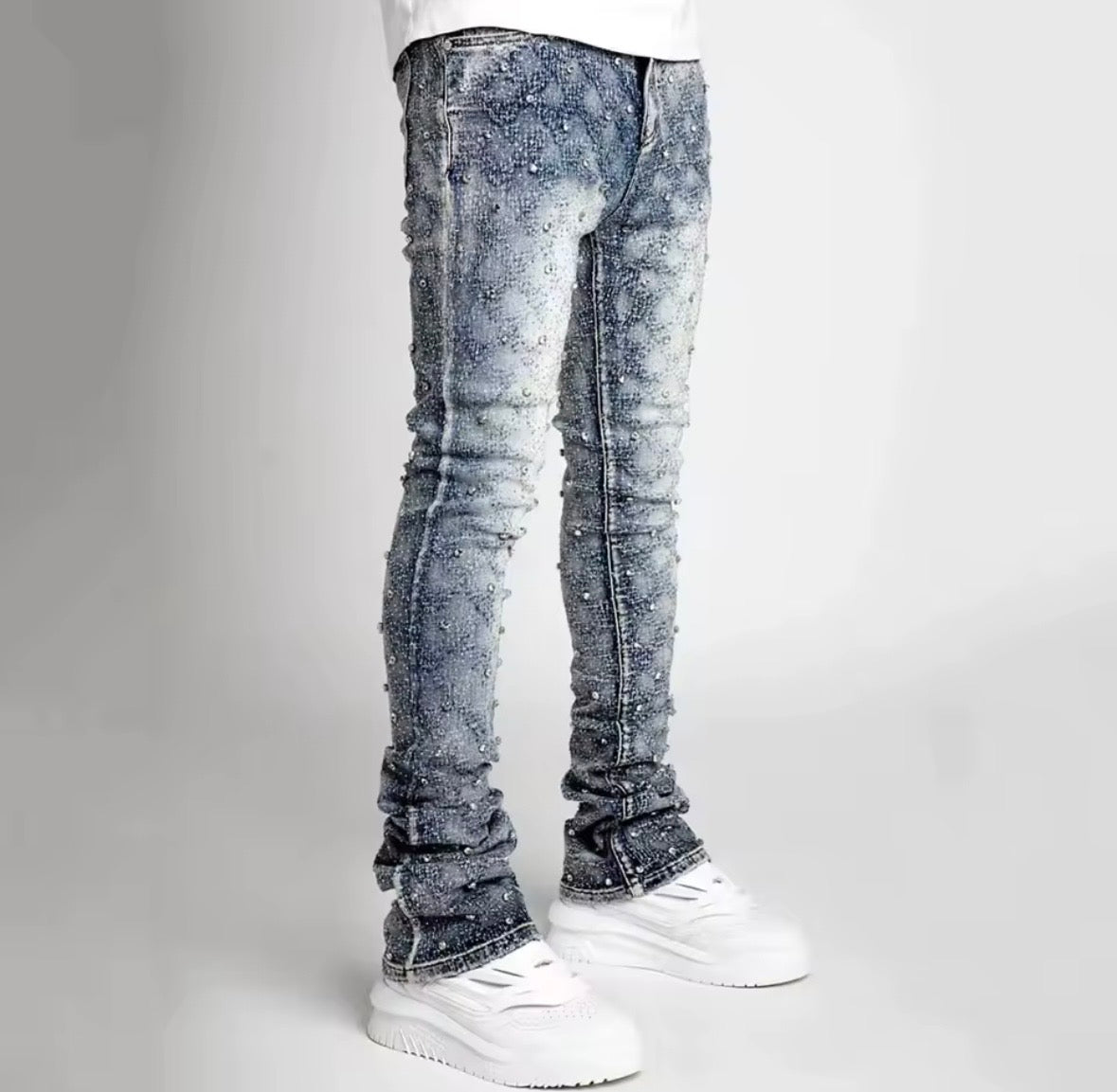 Men’s Pearl & Rhinestone Skinny Jeans