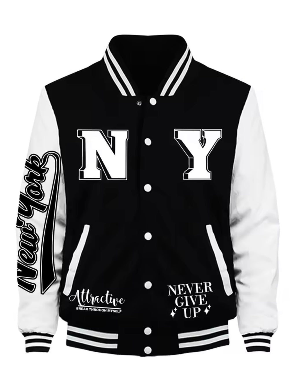 Men's Black Vintage “New York” Varsity Jacket