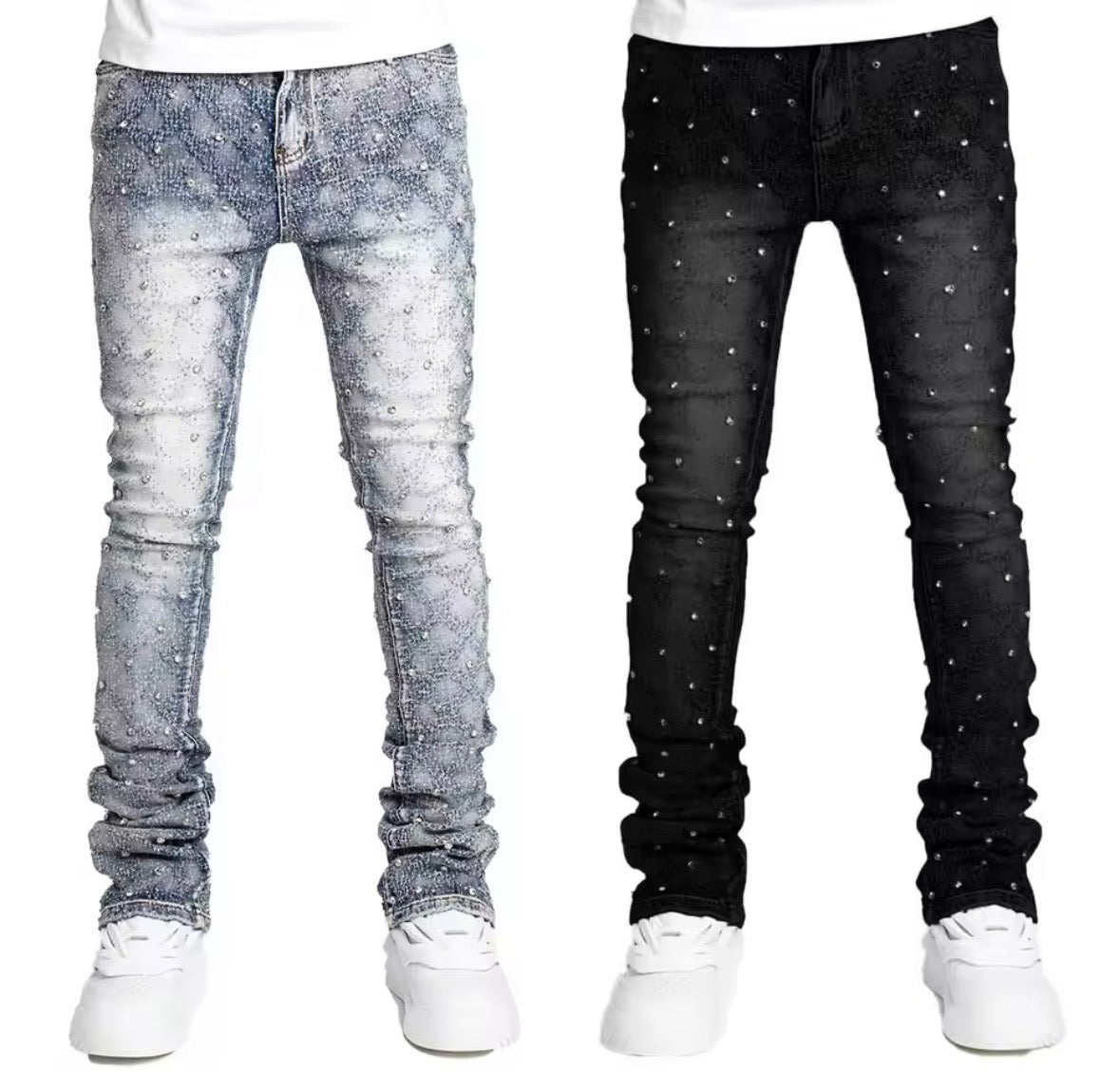 Men’s Pearl & Rhinestone Skinny Jeans